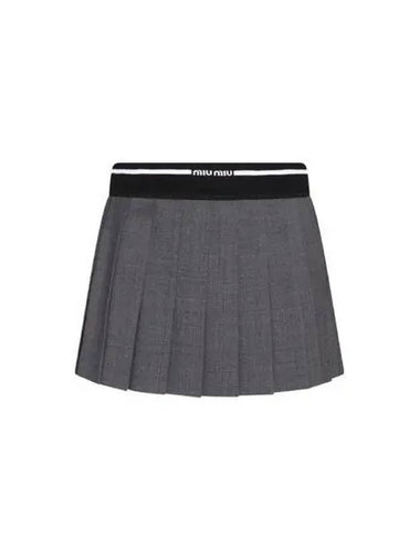 MIU Women s Glen Pleated Wool Mini Skirt Gray MG1905 10DI - MIU MIU - BALAAN 1