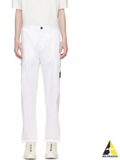 Regular Fit Cargo Cotton Straight Pants White - STONE ISLAND - BALAAN 2