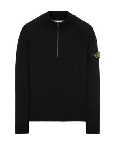 Men's Logo Patch Half Zip Up Knit Top Black - STONE ISLAND - BALAAN 2