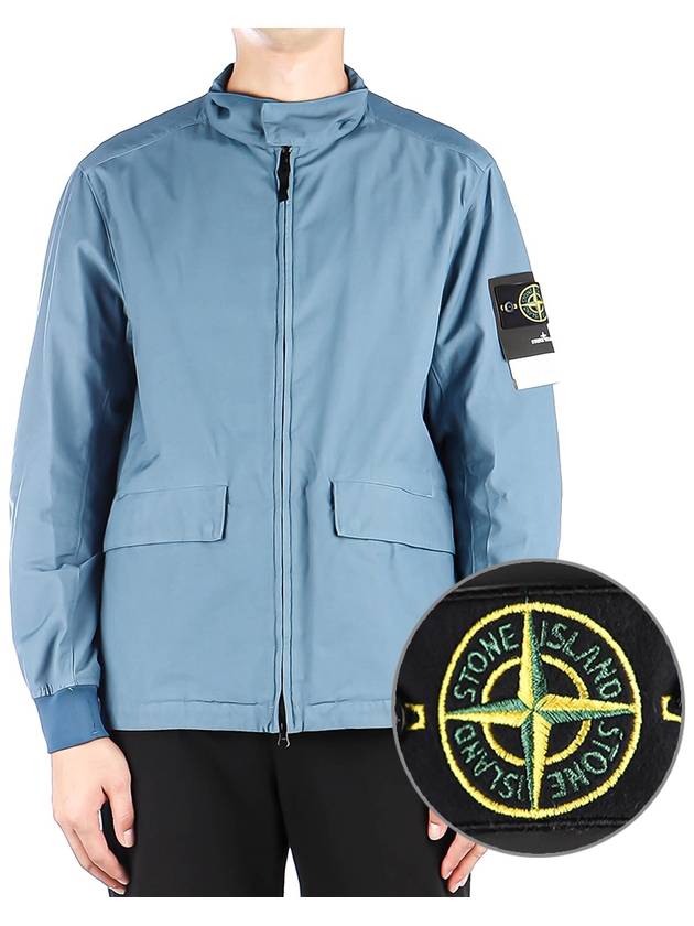 Men's Batavia Nylon Cotton Zip-Up Jacket Blue - STONE ISLAND - BALAAN 2