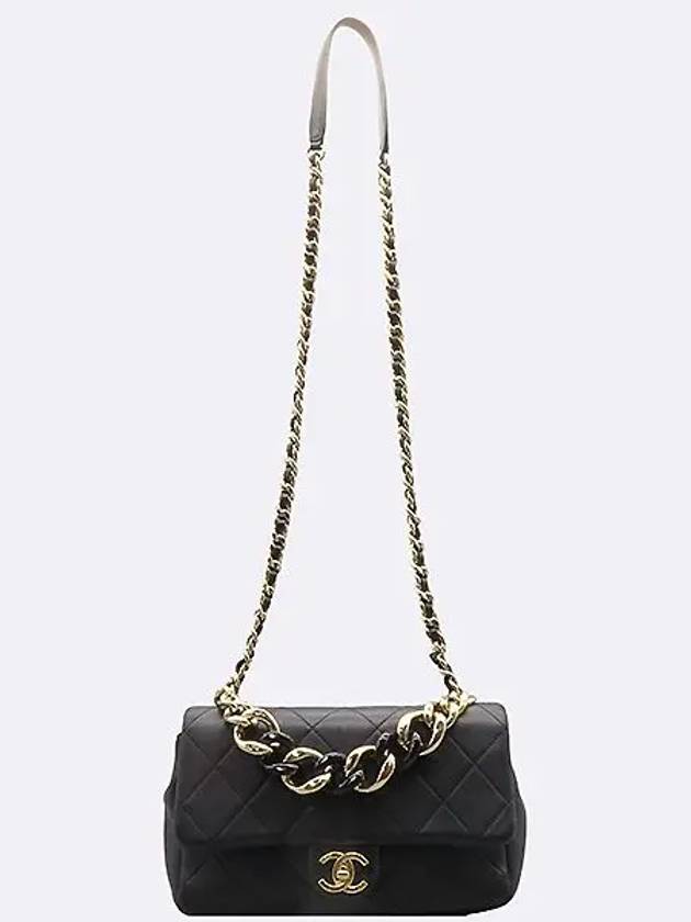 AS1353 Black leather gold metal chain tote bag and shoulder - CHANEL - BALAAN 4