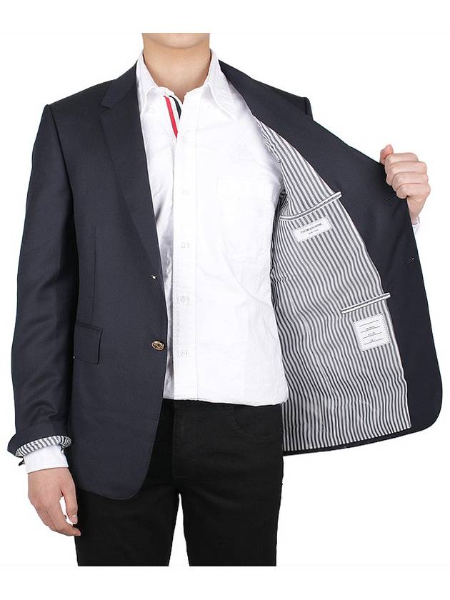 Super 120S Wool Twill Single Breasted Classic Jacket Navy - THOM BROWNE - BALAAN 6