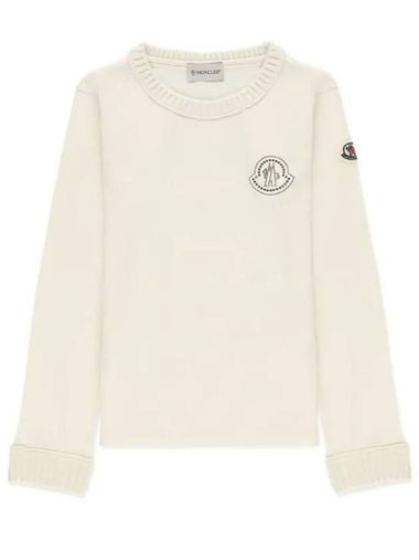 Moncler Kids 8 10 Logo Cotton Sweater Ivory - MONCLER - BALAAN 1