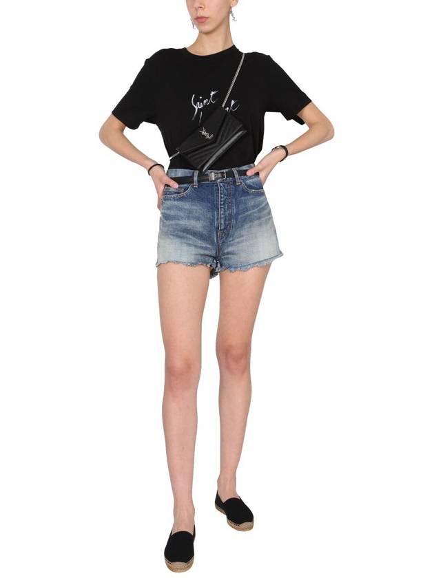 rise denim shorts - SAINT LAURENT - BALAAN 3