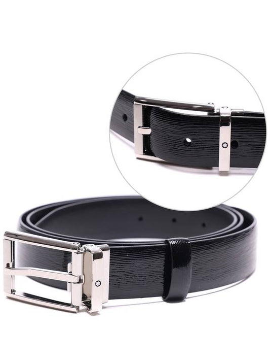 Men's Rectangular Leather Belt Black - MONTBLANC - BALAAN 2