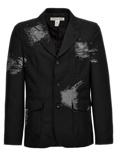 Painting Effect Single Blazer Jacket Black - COMME DES GARCONS - BALAAN 1