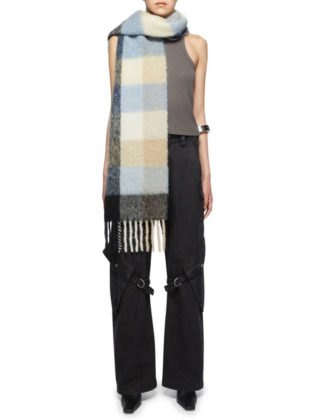 Check Mohair Muffler Blue Beige Black - ACNE STUDIOS - BALAAN 8