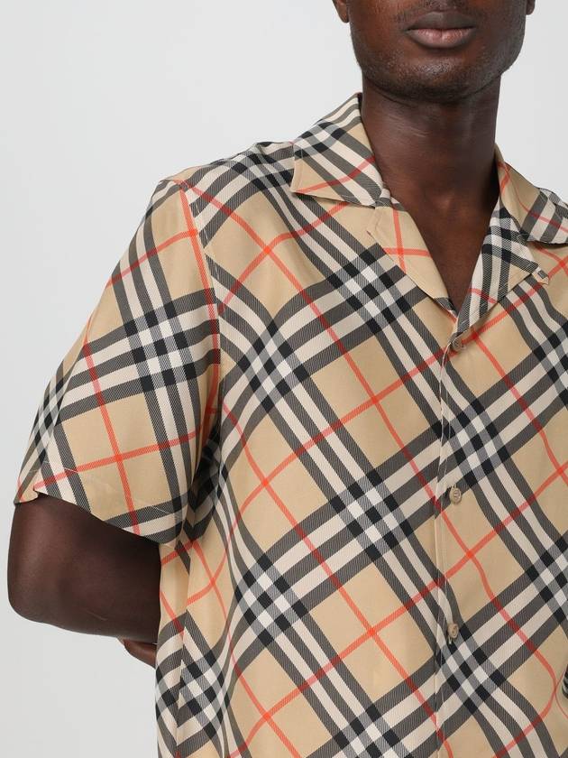 Check Oversized Silk Short Sleeve Shirt Sand - BURBERRY - BALAAN 6