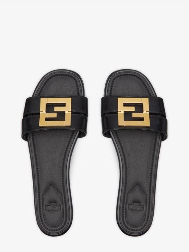 F Fold Leather Sandals Black - FENDI - BALAAN 5