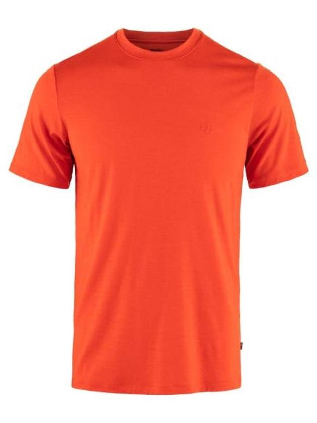 Men's Abisko Wool Short Sleeves T Shirt Flame Orange - FJALL RAVEN - BALAAN 2