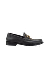 FF O Rock Fabric Leather Loafers Black Brown - FENDI - BALAAN 4