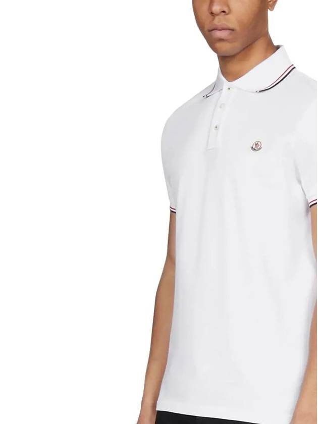 Logo Patch Short Sleeve Polo Optical White - MONCLER - BALAAN 7