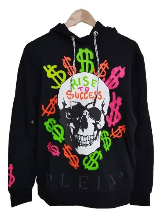 Skull Dollar Print Cotton Hoodie Black - PHILIPP PLEIN - BALAAN 2