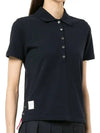 Classic Pique Center Back Stripe Relaxed Fit Short Sleeve Polo Shirt Navy - THOM BROWNE - BALAAN 3