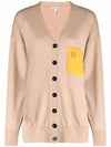 Women's Anagram Pocket Cardigan Beige - LOEWE - BALAAN 1