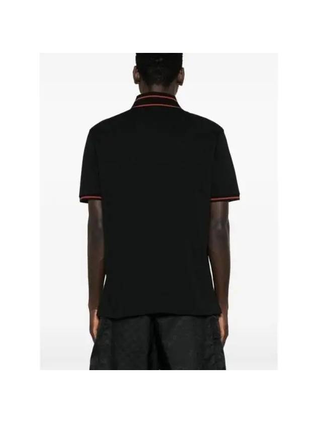 Logo Collar Cotton Polo Shirt Black - GUCCI - BALAAN 5