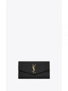 Uptown Crocodile Flap Long Wallet Black - SAINT LAURENT - BALAAN.