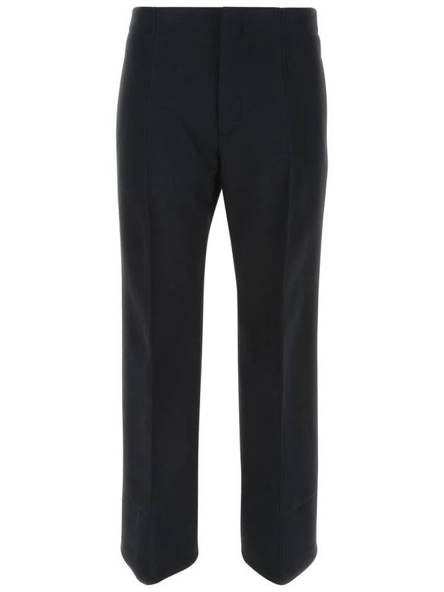 Men's Curved Chef Double Wool Straight Pants Black Melange - BOTTEGA VENETA - BALAAN 2