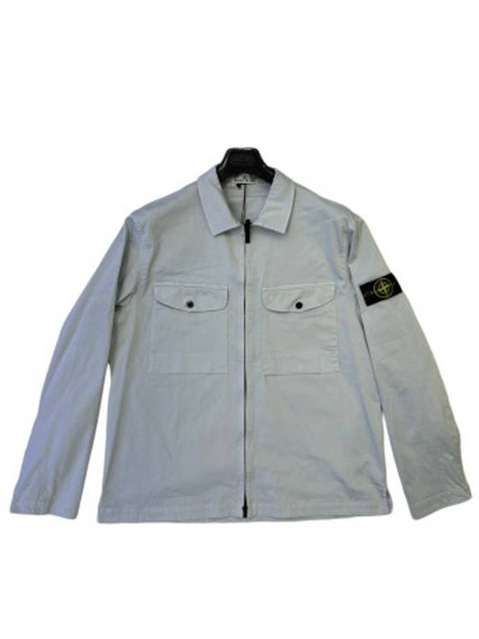 Garment Dyed Overshirt Zip Up Jacket Blue - STONE ISLAND - BALAAN 2