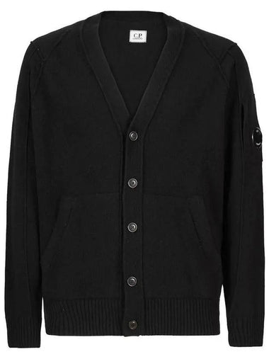 Men's Lens Wappen Lambswool Cardigan Black - CP COMPANY - BALAAN 1