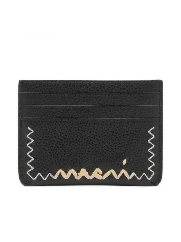 Logo Leather Card Wallet Black - MARNI - BALAAN 1