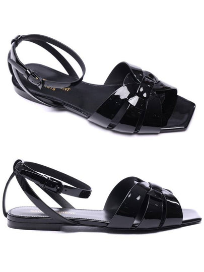 Tribute Patent Leather Sandals Black - SAINT LAURENT - BALAAN 2