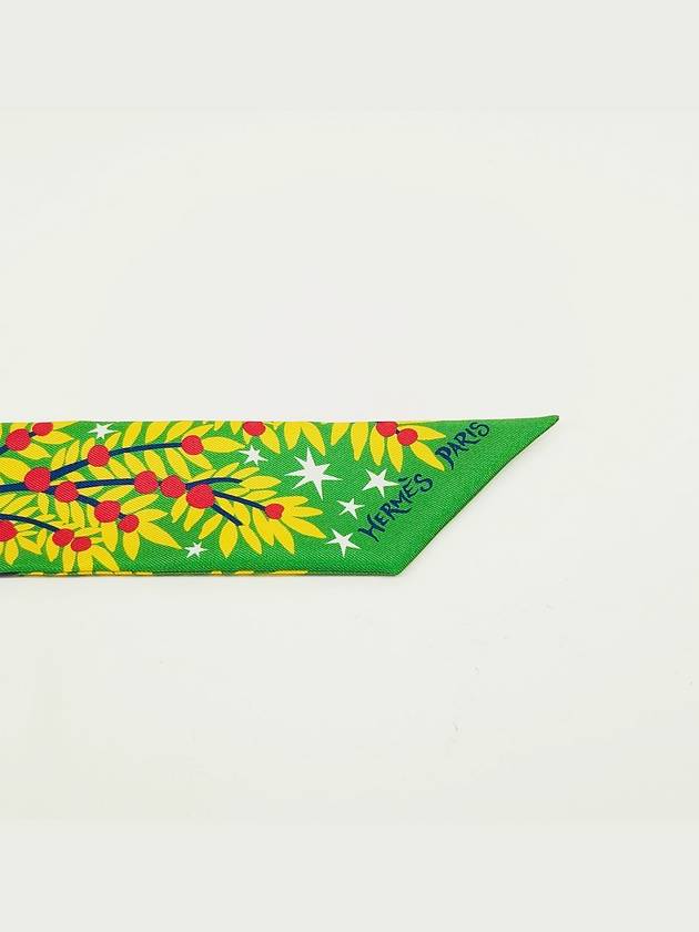 Women's Twilly Silk Scarf Green, Yellow Multicolor H063702S - HERMES - BALAAN 4