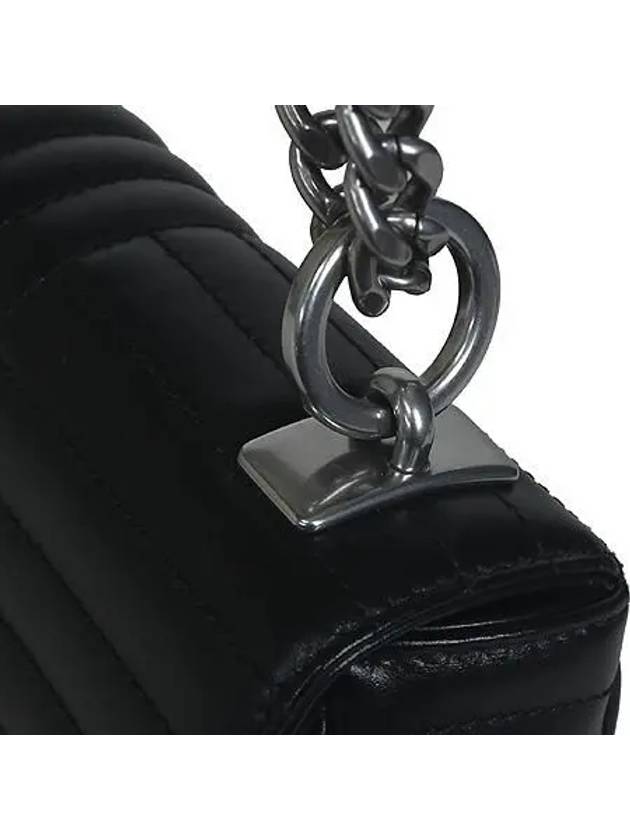 1BD107 Black Calf Leather Diagram Silver Chain Shoulder Bag - PRADA - BALAAN 4