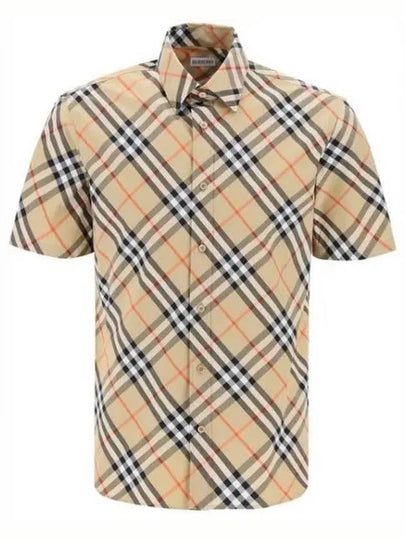 Check Cotton Long Sleeve Shirt Sand - BURBERRY - BALAAN 2