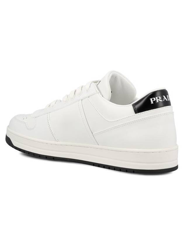 Downtown Triagle Logo Leather Low Top Sneakers White - PRADA - BALAAN 4