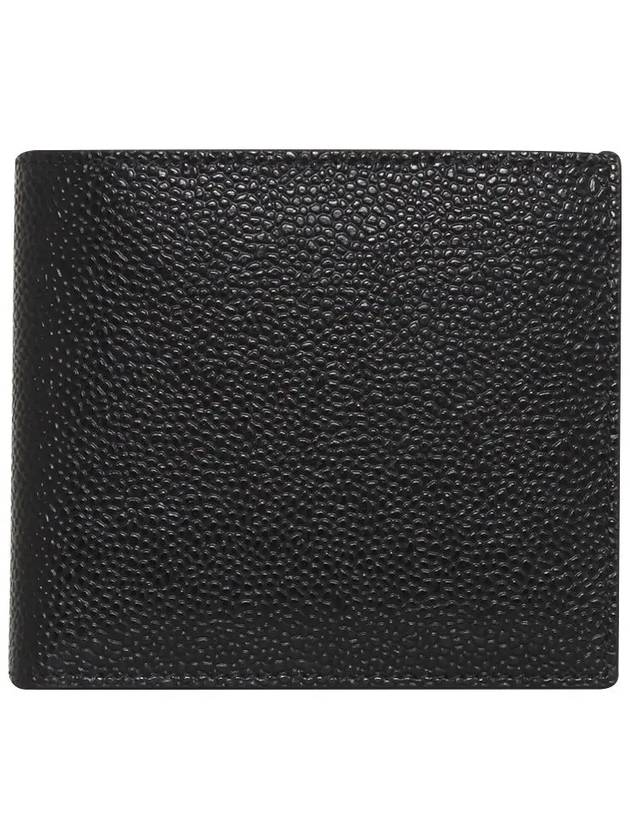 Pebble Grain Leather Half Wallet Black - THOM BROWNE - BALAAN 4