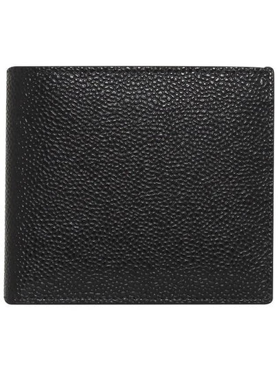 Pebble Grain Leather Half Wallet Black - THOM BROWNE - BALAAN 2