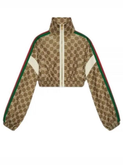 Interlocking G Zip-up Crop Jacket Brown - GUCCI - BALAAN 2