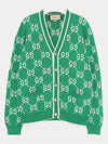 Knit Cardigan 703943XKCDF 3861 GREEN IVORY - GUCCI - BALAAN 4