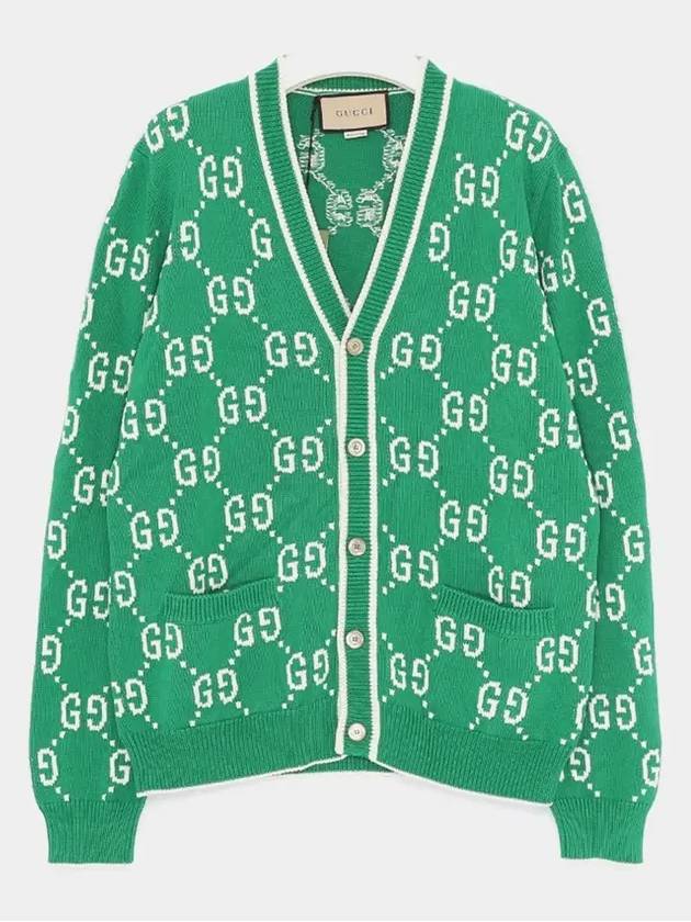 Knit Cardigan 703943XKCDF 3861 GREEN IVORY - GUCCI - BALAAN 4