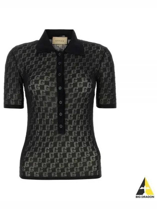 GG Cotton Silk Blend Polo Shirt Black - GUCCI - BALAAN 2