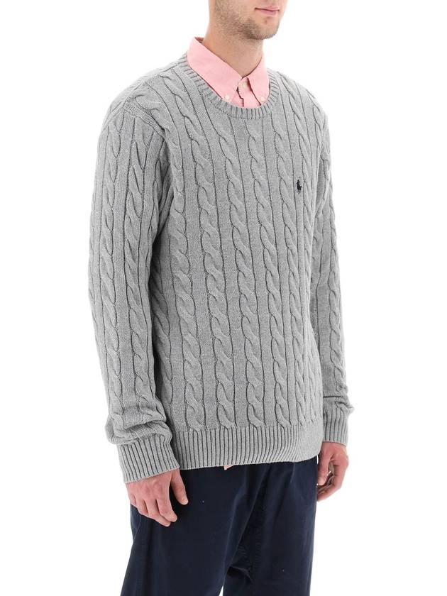 Embroidery Logo Cable Knit Top Grey - POLO RALPH LAUREN - BALAAN 3