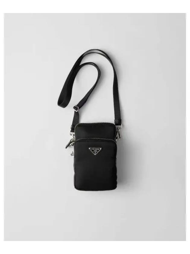 Triangle Logo Nylon Phone Case Cross Bag Black - PRADA - BALAAN 2