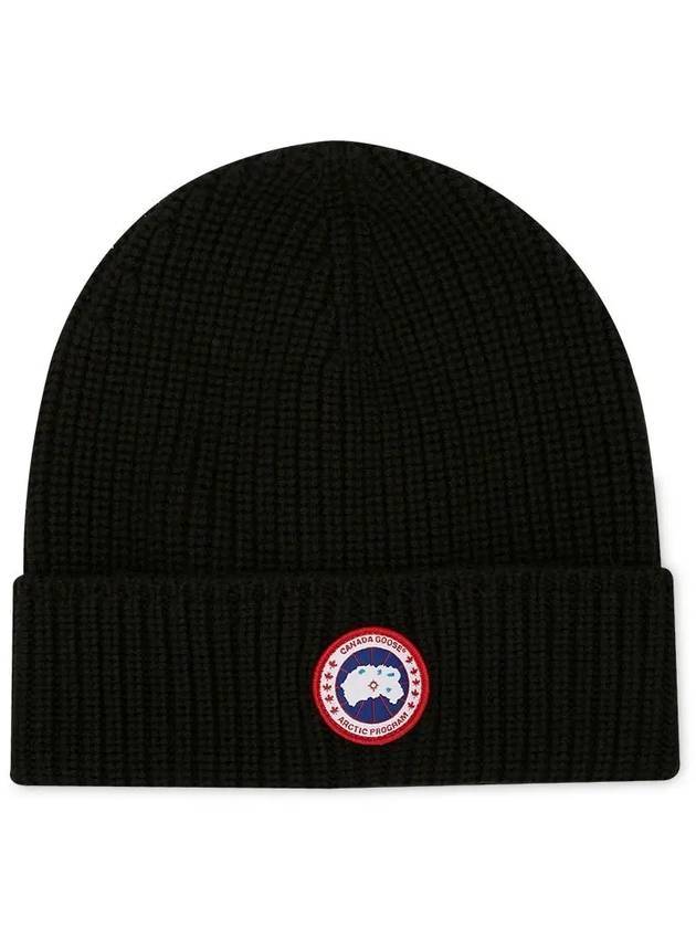 Logo Arctic Disc Rib Beanie Black - CANADA GOOSE - BALAAN 1