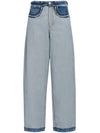 Stone Washed 5 Pocket Wide Jeans Blue - MARNI - BALAAN 1