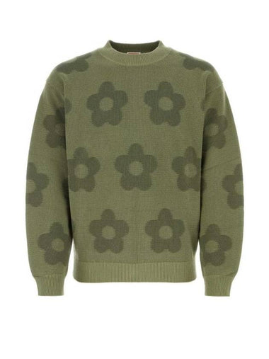 Flower Spot Jumper Cotton Knit Top Green - KENZO - BALAAN 1