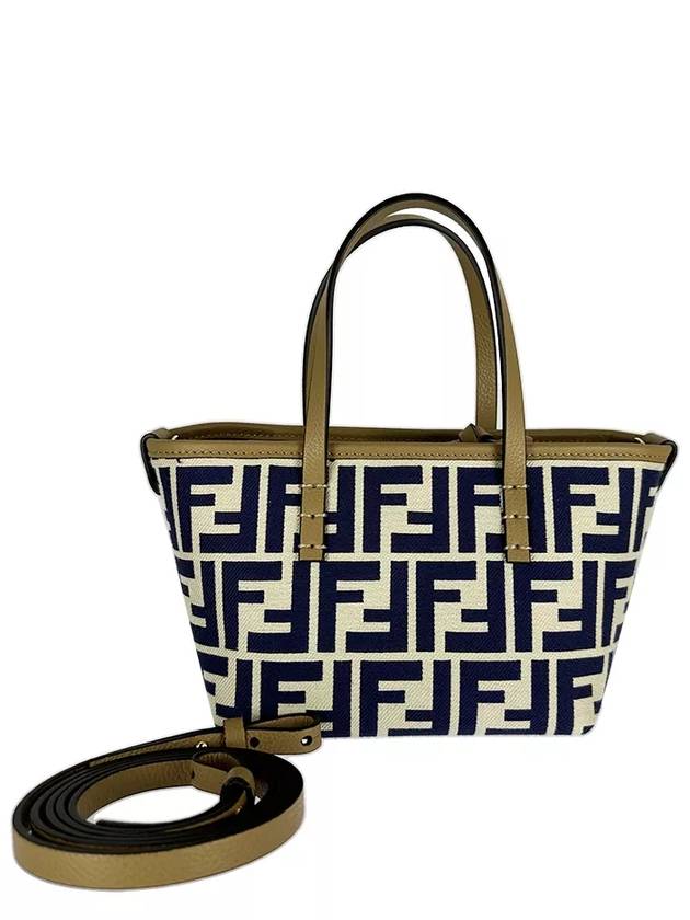 Roll FF Jacquard Small Tote Bag Blue - FENDI - BALAAN 3