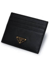 Saffiano Leather Triangle Logo Card Wallet Black Gold - PRADA - BALAAN 5