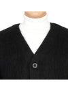 Mohair V-neck Relaxed Fit Wool Cardigan Black - OUR LEGACY - BALAAN 7