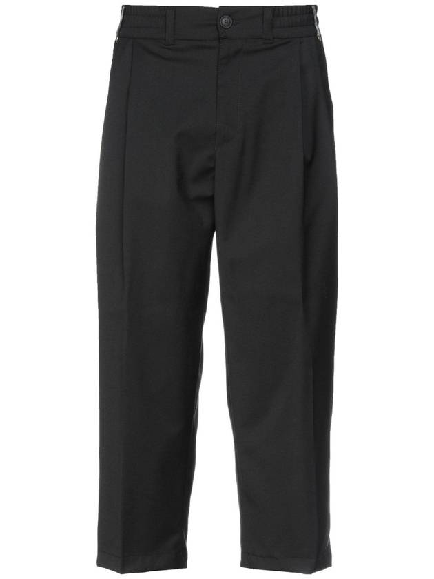 Versace Jeans Couture Black Wool Logo Ribbon Wide Trousers - VERSACE - BALAAN 5