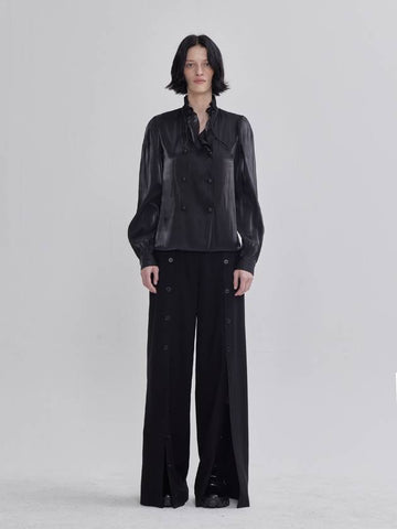 front open button detail pants black - LIE - BALAAN 1