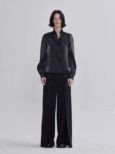 Front Open Button Detail Pants Black - LIE - BALAAN 1