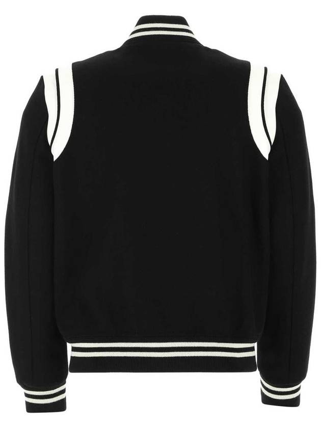 Teddy Bomber Jacket in Wool Black White - SAINT LAURENT - BALAAN 3