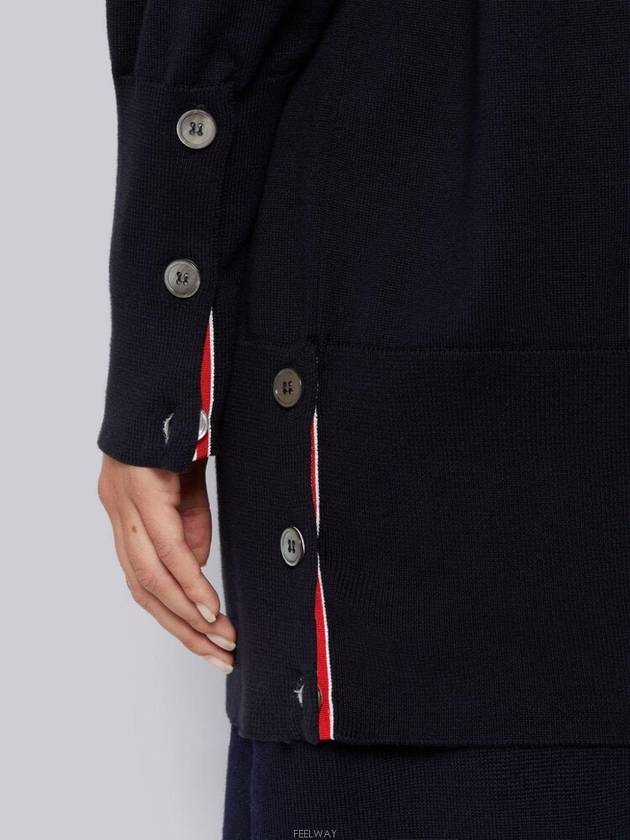 Stitched Cotton 4 Bar Cardigan Navy - THOM BROWNE - BALAAN 6