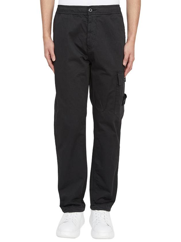 Ghost Stretch Cotton Wool Satin Cargo Straight Pants Black - STONE ISLAND - BALAAN 2